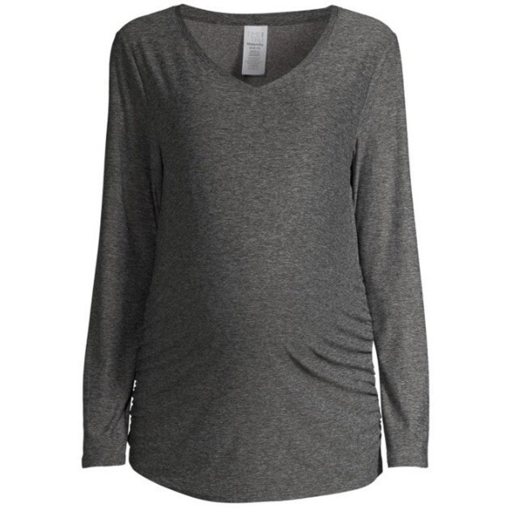 Time and Tru Maternity Womens Long Sleeve Tee Large 12-14 Gray New with Tags